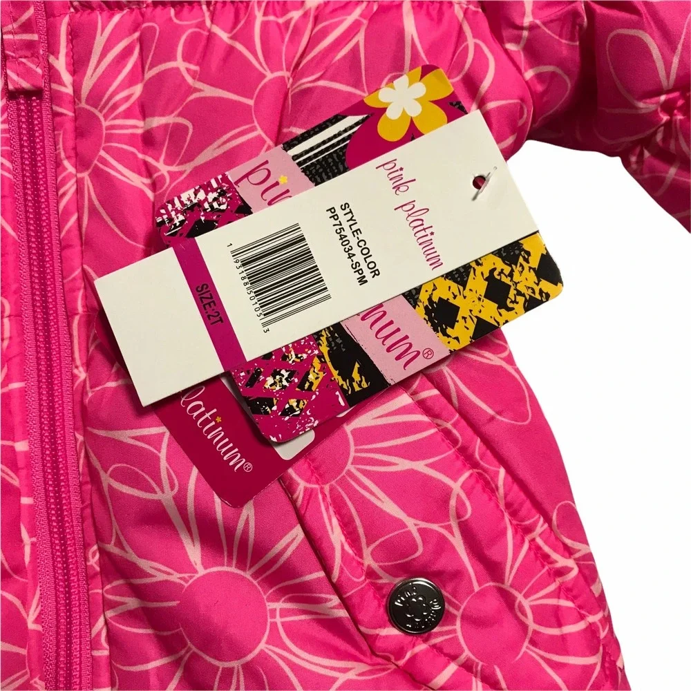Pink Platinum‎ Toddler Girls Hooded Puffer Jacket 2T Pink Purple Fleece Lining
